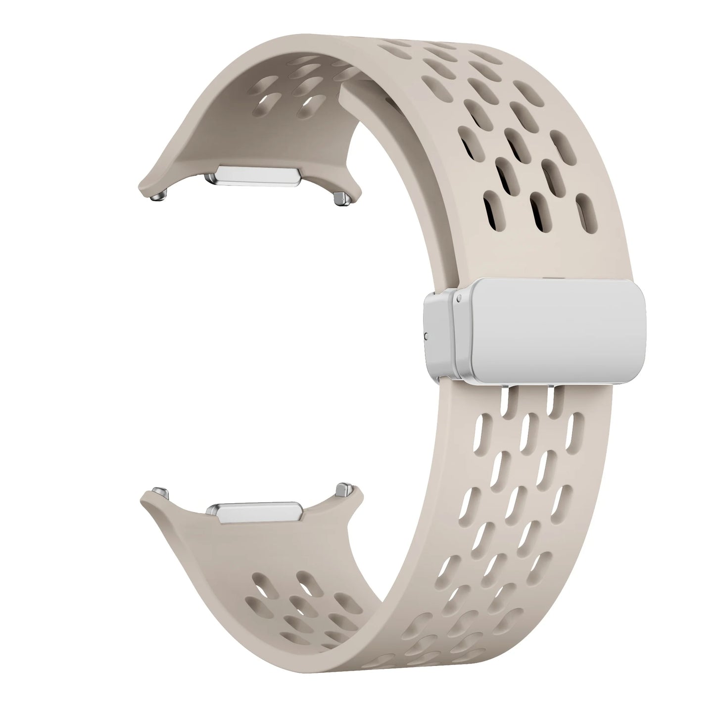 Magnetic Folding Buckle Bracelet for Samsung Watch, Ultra Metal Beads Replacement, Breath-Air Fitness Watch Accessory