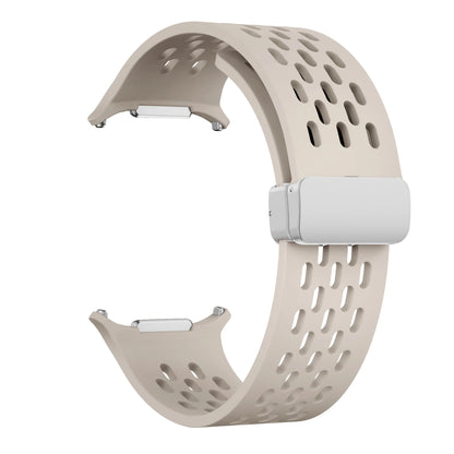 Magnetic Folding Buckle Bracelet for Samsung Watch, Ultra Metal Beads Replacement, Breath-Air Fitness Watch Accessory
