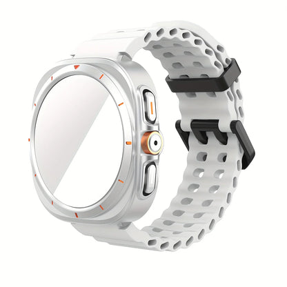 Ensemble d'accessoires pour Samsung Galaxy Watch 7/6 (40mm/44mm), 2 pièces, étui de protection ultra-résistant, bracelet respirant en verre trempé HD