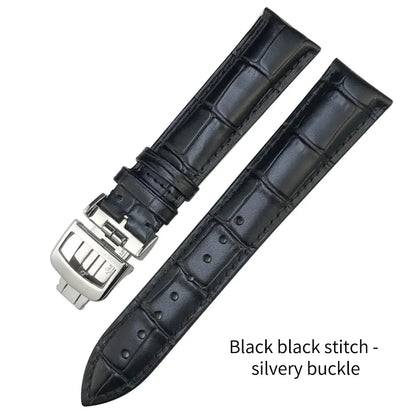 Bracelet de montre en cuir véritable, 19mm, 20mm, 21mm, 22mm, pour Jaeger LeCoultre Master Moonphase, noir, bleu, marron, vert, bracelet de montre en cuir de vache