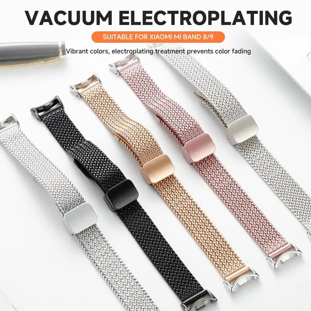 Stainless Steel Bracelet for Miband 9 10 8 NFC for Xiaomi Watch, Replacement Magnetic Metal Strap, Smartwatch Accessories