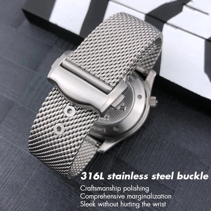 Cinturino per orologio in acciaio inossidabile 316L di alta qualità, 19mm 20mm, per Omega 007 Seamaster Speedmaster 300, Bracciali in metallo intrecciato