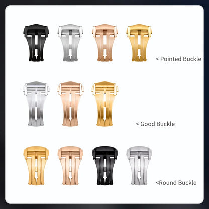 OZE - Cinturino in gomma da 21 mm per Omega - Motivo in tessuto - Curvo 