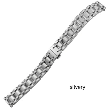 Cinturino per orologio in acciaio inossidabile 316L, 15/17mm, per orologio da donna Longines L5.512 L5.255, argento, oro rosa, con strumento di regolazione gratuito