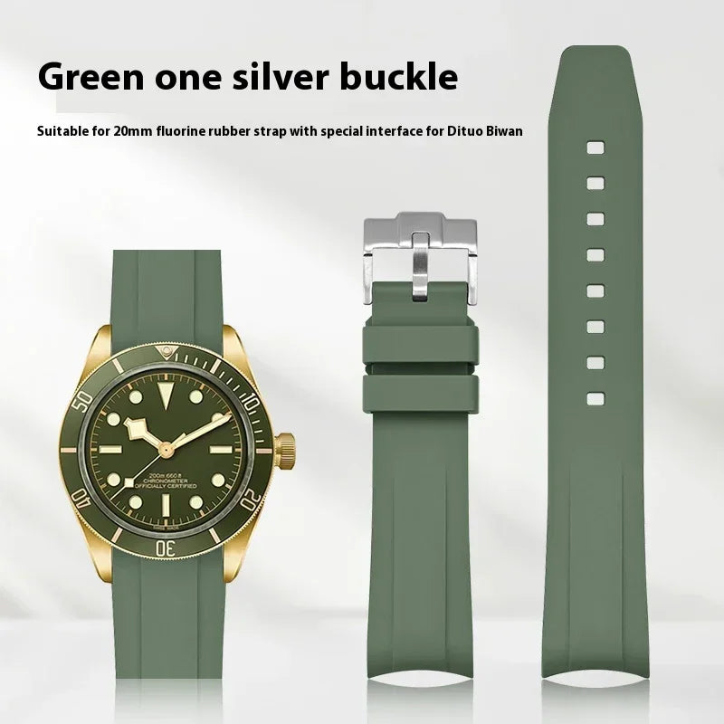 Bracelet pour Rolex Submariner en caoutchouc FKM - 20mm, extrémité incurvée