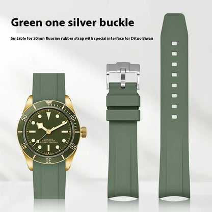 Bracelet pour Rolex Submariner en caoutchouc FKM - 20mm, extrémité incurvée