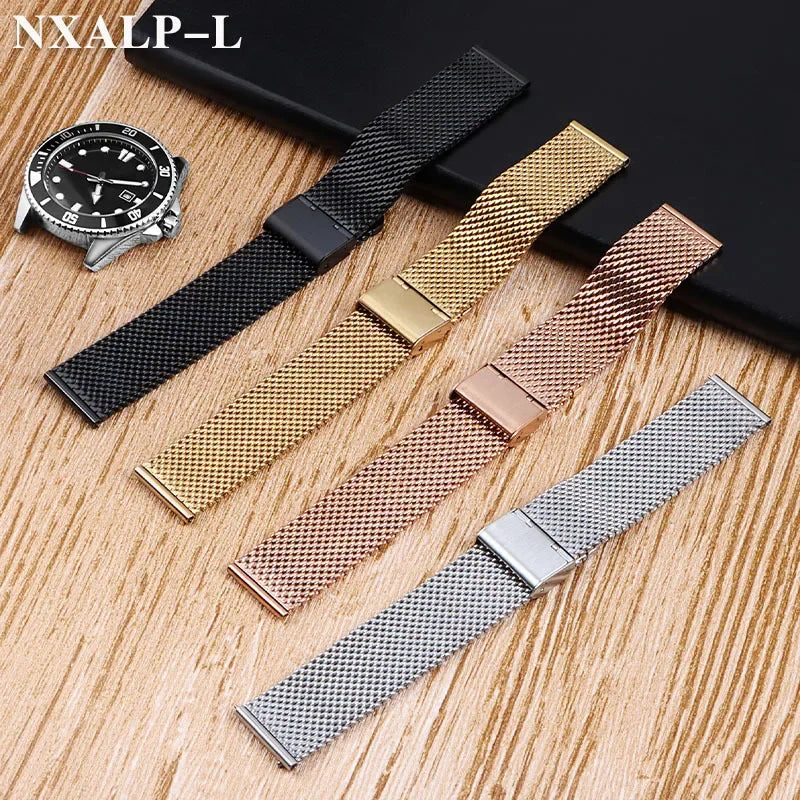 Bracelet de montre en acier inoxydable, boucle en maille milanaise 1.0, 18mm 20mm 22mm 24mm, Bracelet de 3mm d'épaisseur pour DW pour Omega