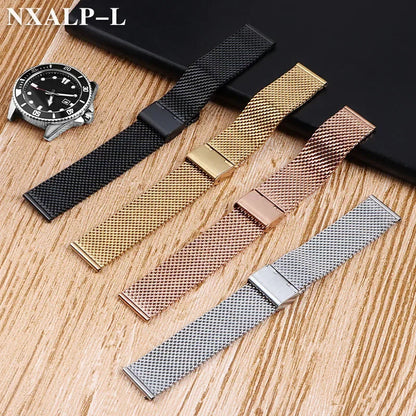 Bracelet de montre en acier inoxydable, boucle en maille milanaise 1.0, 18mm 20mm 22mm 24mm, Bracelet de 3mm d'épaisseur pour DW pour Omega