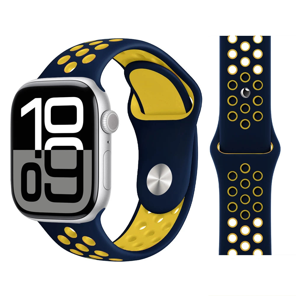 Bracelet en Silicone pour bracelets de montre Apple 46mm 44mm 45mm 40mm 41mm 42mm, Bracelet de Sport Correa iWatch série 11 10 9 SE 8 7 6 5