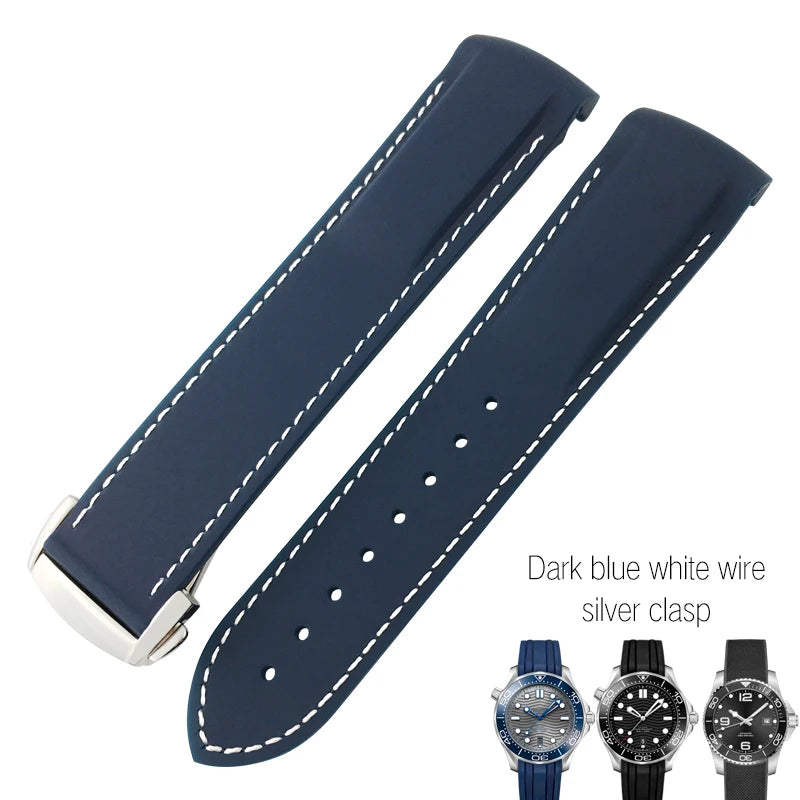 Bracelets de montre en caoutchouc de Silicone 18mm 19mm 20mm 21mm 22mm pour Omega couturier planète océan bracelet de montre de Sport Hydroconquest étanche