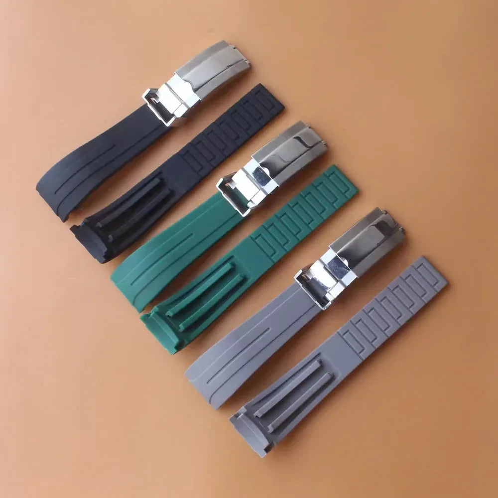 20mm Rubber Watch Strap for Rolex, Water Ghost Bracelet, Oysterflex, Curved End Silicone Watch Strap, Men's Sport Belt