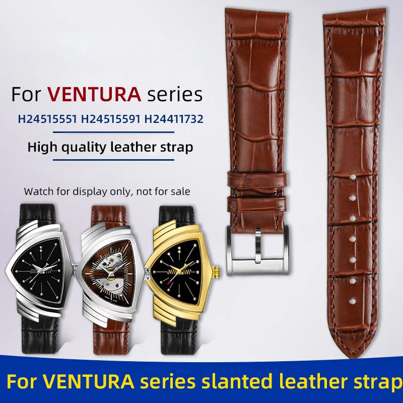 Men's personalized leather watch strap, watch band, custom accessory, Hamilton VENTURA Series, H24515551, H24515591, 21mm