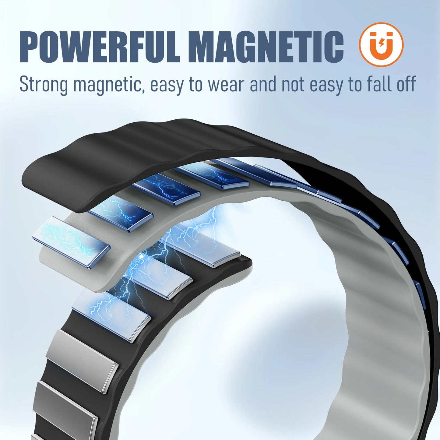 Magnetic band for Samsung Galaxy Watch 7 FE 6 5 4 44mm 40mm/5 Pro, no gaps, Correa Galaxy Watch 6 Classic 43mm 47mm