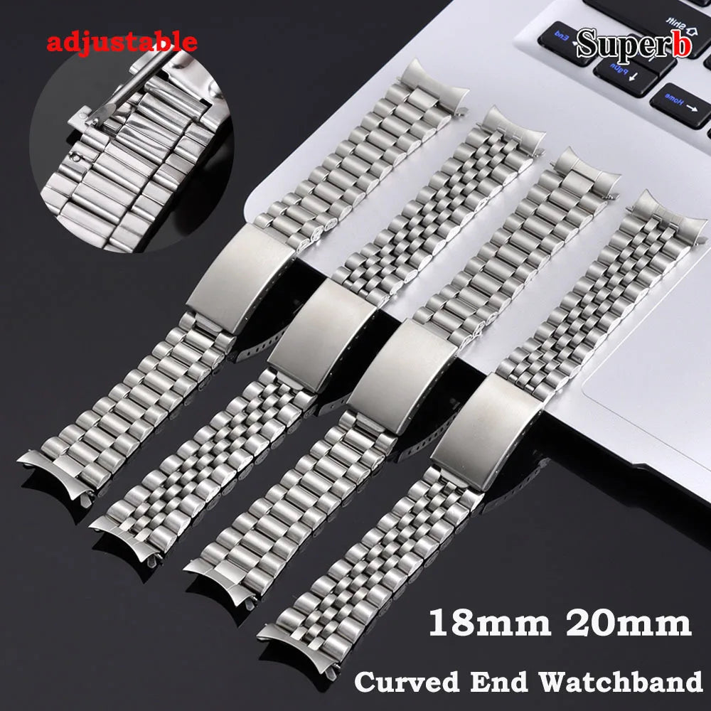 Bracelet en acier inoxydable massif 18mm/20mm, extrémités courbées, pour montres sport et affaires, hommes et femmes, compatible Rolex Datejust