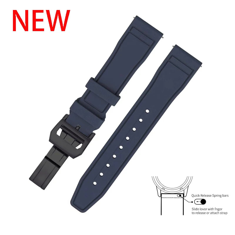 20mm 21mm 22mm Premium FKM Fluoro Rubber Watch Straps FPM Butterfly Buckle Quick Release Watch Bands for I-WC Watch Bands