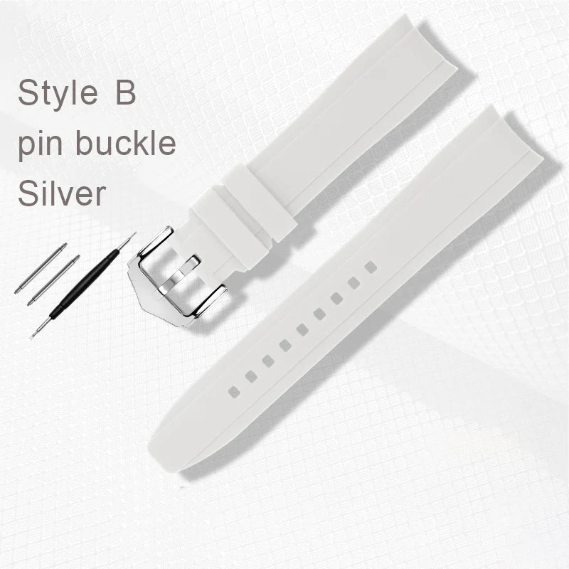 White rubber watch strap for Omega X Swatch, MoonSwatch, Constellation, waterproof, sport, watch band, curved end band, 20mm