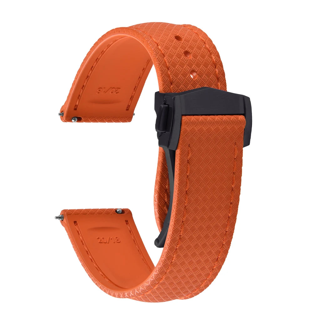 FKM Waterproof Rubber Watch Band Quick Release Deployment Clasp Straps 20mm 22mm Universal Watch Bracelet