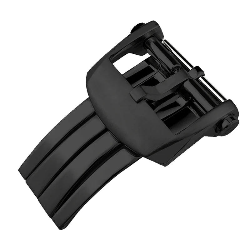 Fibbia deployante in metallo massiccio in acciaio inossidabile, per braccialetto Breitling, chiusura pieghevole, pulsante a farfalla 18mm 20mm, nero argento