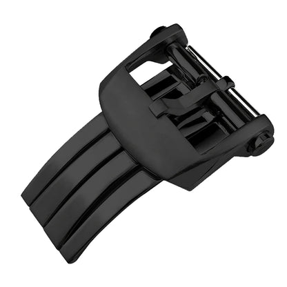Fibbia deployante in metallo massiccio in acciaio inossidabile, per braccialetto Breitling, chiusura pieghevole, pulsante a farfalla 18mm 20mm, nero argento