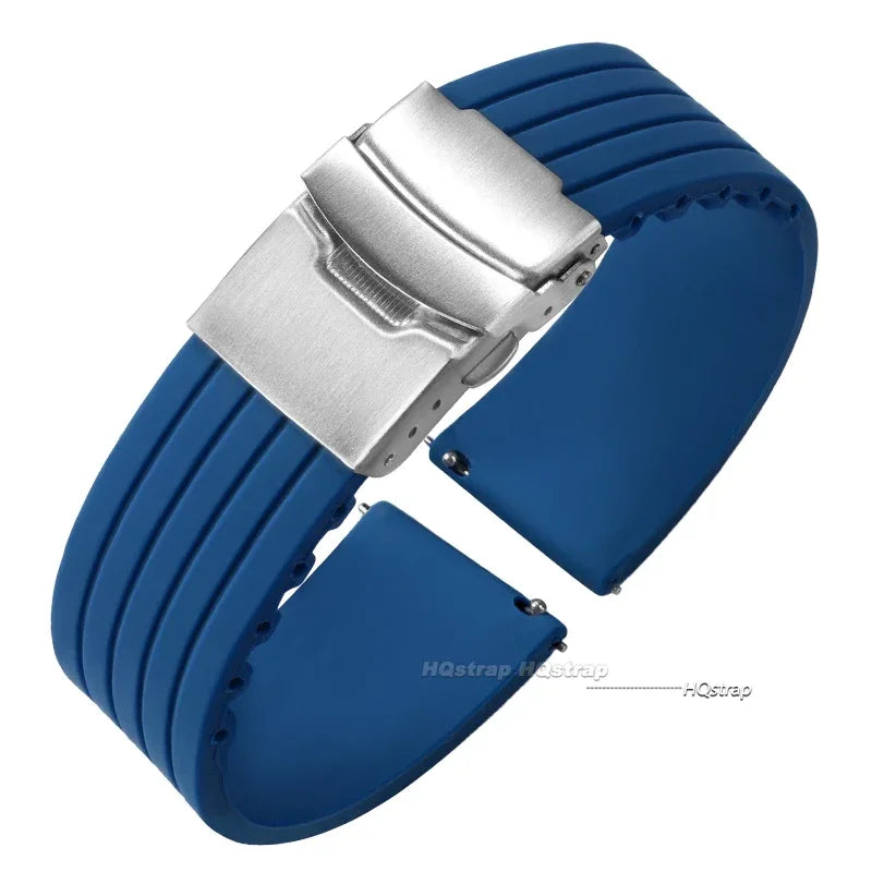 Cinturino per orologio in gomma di silicone, chiusura deployante 18mm 20mm 22mm 24mm per orologio Omega, cinturino di ricambio per cinturini sportivi Seiko