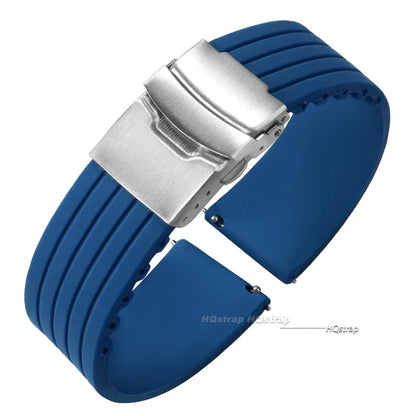 Cinturino per orologio in gomma di silicone, chiusura deployante 18mm 20mm 22mm 24mm per orologio Omega, cinturino di ricambio per cinturini sportivi Seiko