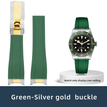 Lien d'extrémité incurvée 20/21/22mm adapté au bracelet TUDOR M79360 M79363, accessoires de bracelet de montre en caoutchouc avec connexion en acier inoxydable