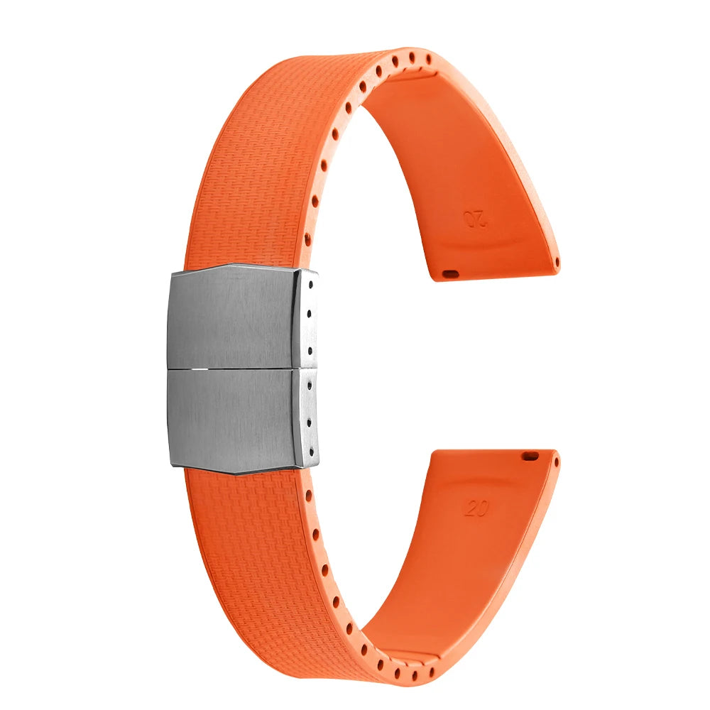 Cinturini per orologi in gomma Delugs CTS Fkm da 20 mm con fibbia a farfalla, 4 colori, texture unica, cinturino per orologi a sgancio rapido per orologi di marca