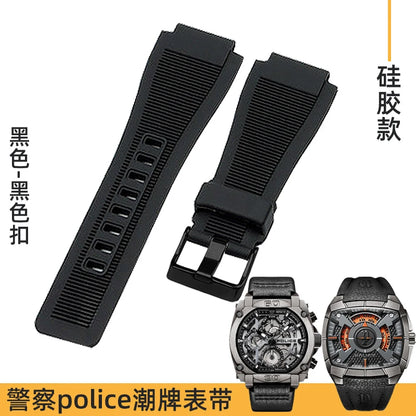 Cowhide Leather Watch Strap for Bell & Ross Series, Silicone Strap, POLICE Watch Strap, PL14796, PL15472, B & R suréWer, Male, BR01, BR03
