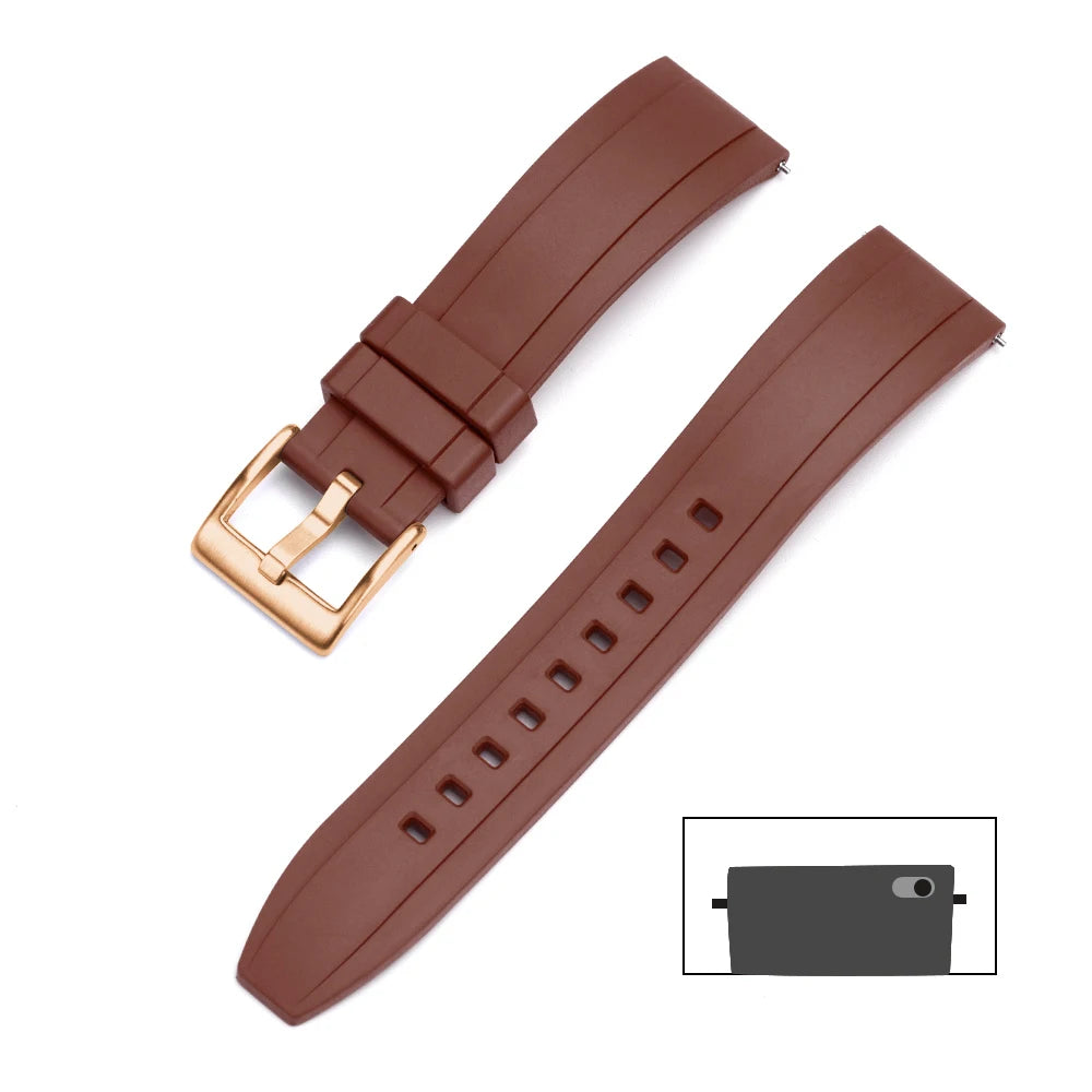 Premium quality vulcanized FKM rubber watch straps, 18mm, 19mm, 20mm, 21mm, 22mm, 23mm, 24mm quick-release watch straps