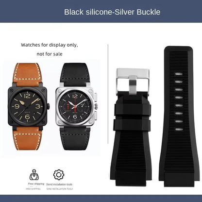 Pour bracelet de montre Bell & Ross BR ceinture de montre pour hommes BR01 BR03 bracelet de montre en cuir Bell Ross 35X24mm interface convexe pour hommes
