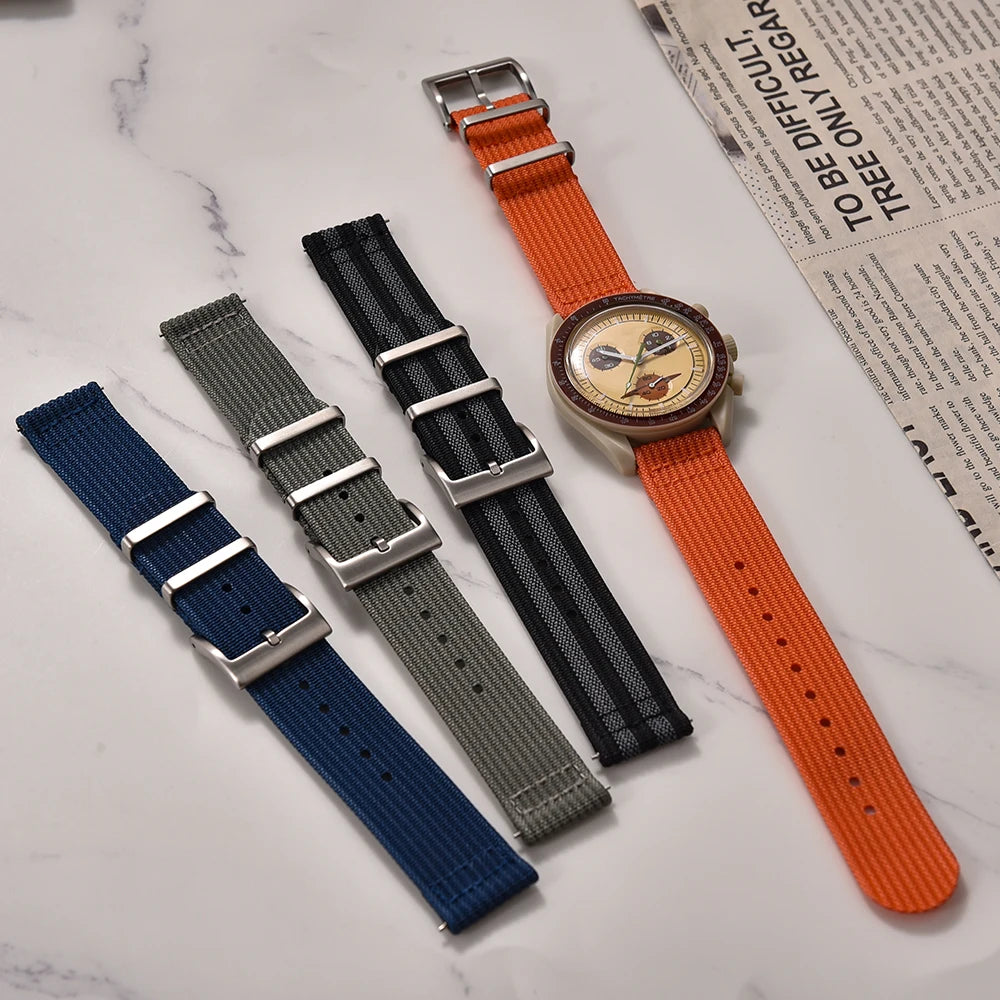 Bracelet de montre en nylon à dégagement rapide-bande durable à texture nervurée en deux pièces 18 mm 20 mm 22 mm pour montres militaires tactiques