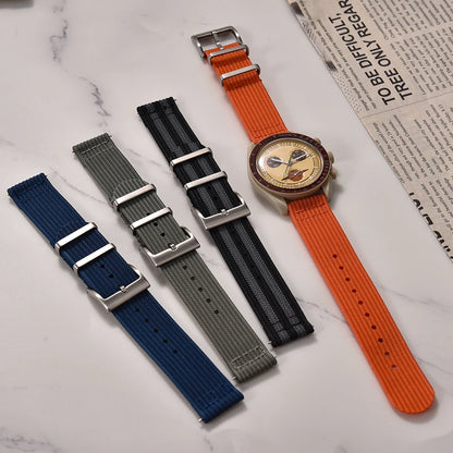 Bracelet de montre en nylon à dégagement rapide-bande durable à texture nervurée en deux pièces 18 mm 20 mm 22 mm pour montres militaires tactiques