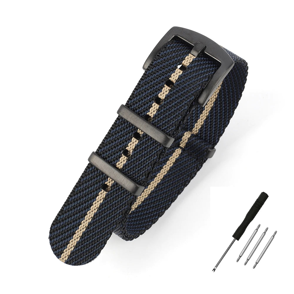 Cinturino per orologio in Nylon 20mm 22mm, cinturino a righe, cinturino di ricambio, accessori militari per cinturini orologio T-udor