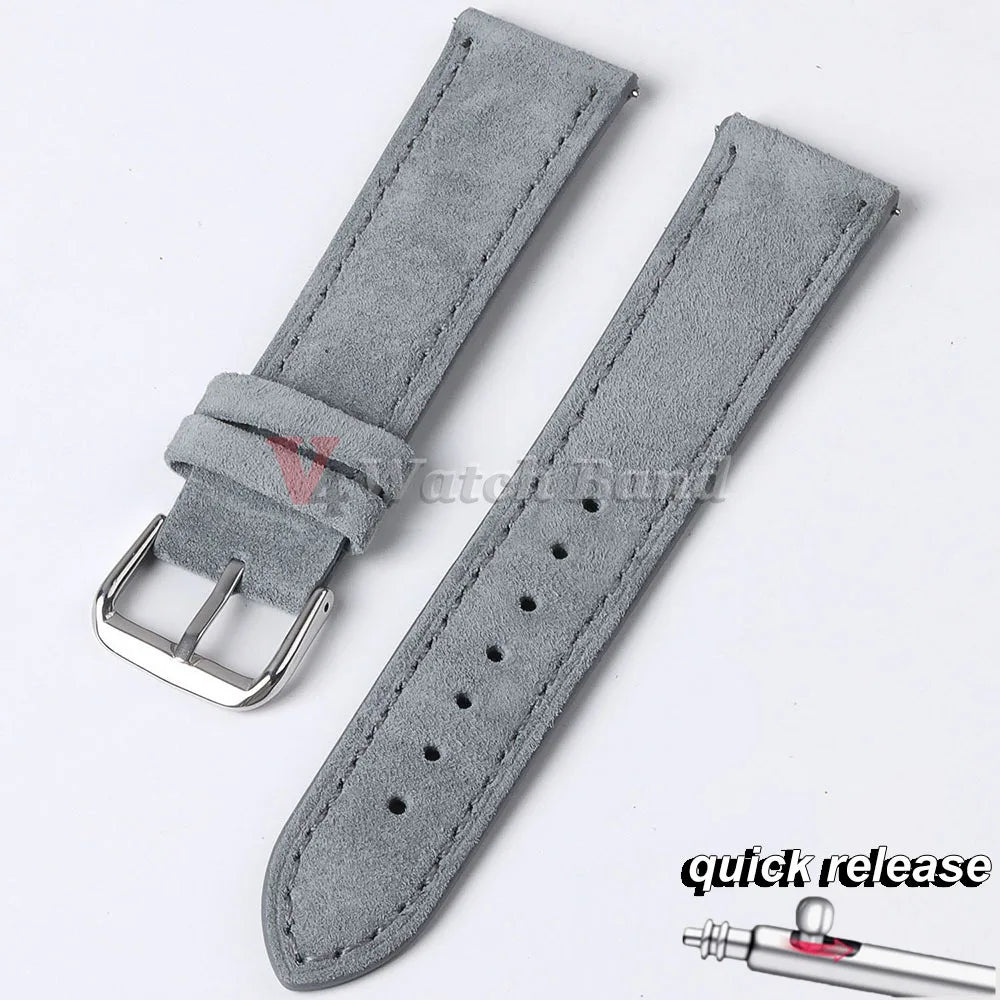 Cinturino per orologio in pelle scamosciata e bovina, 18mm 19mm 20mm 22mm, per Seiko per Huawei Watch Gt2/3/4, vintage, cucito a mano