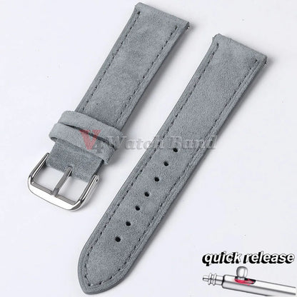 Cinturino per orologio in pelle scamosciata e bovina, 18mm 19mm 20mm 22mm, per Seiko per Huawei Watch Gt2/3/4, vintage, cucito a mano