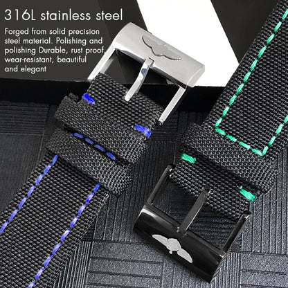 Nylon Canvas Watch Strap, 22mm, for Breitling HMGER Challenger, black, green, gray, yellow, high quality