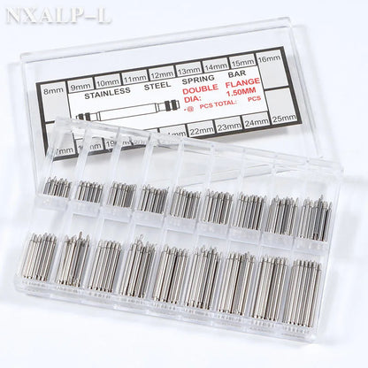 Barres à ressort en acier inoxydable, 360mm/1.5mm, longueur 8mm- 25mm, goupille de liaison en métal pour bracelet de montre, outils de réparation de montres, 1.8 pièces/ensemble