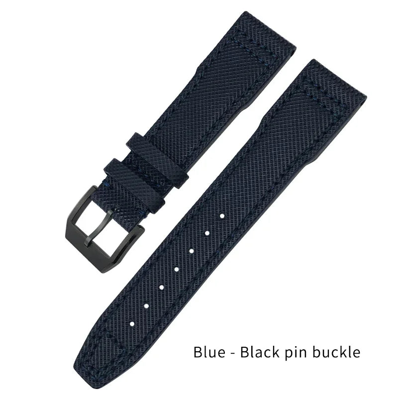 Bracelet de montre en Nylon et cuir de vache, 20mm 21mm, gaufrage en cuir véritable, vert et bleu, remplacement pour accessoires de la série pilote IWC
