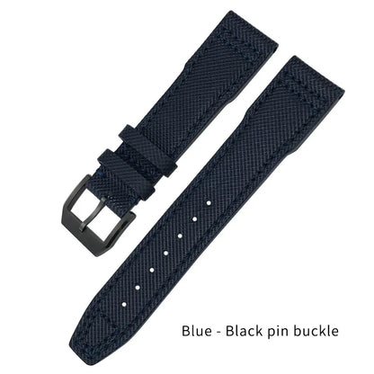 Bracelet de montre en Nylon et cuir de vache, 20mm 21mm, gaufrage en cuir véritable, vert et bleu, remplacement pour accessoires de la série pilote IWC