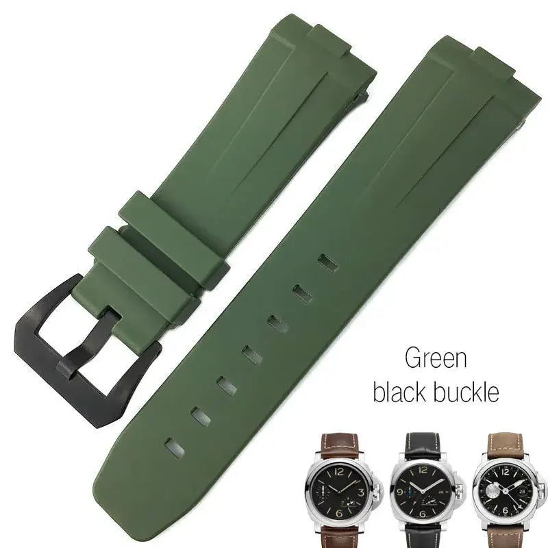 Bracelet de montre en caoutchouc naturel à extrémités courbes, 24mm, pour Panerai LUMINOR PAM00357 00111 01312, bracelet de montre en Silicone, outils gratuits