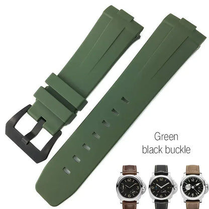 Bracelet de montre en caoutchouc naturel à extrémités courbes, 24mm, pour Panerai LUMINOR PAM00357 00111 01312, bracelet de montre en Silicone, outils gratuits