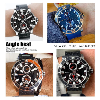 Cinturini per orologio in gomma siliconica da 22 mm compatibili con Ulysse Nardin Diver, chiusura deployante color argento o oro rosa, cinturino nero o blu