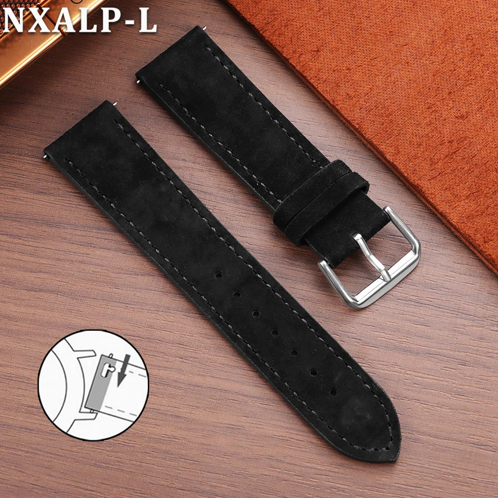 Bracelet en daim Vintage 18mm 19mm 20mm 22mm, en cuir de vache souple, à dégagement rapide, marron, accessoires pour femmes et hommes