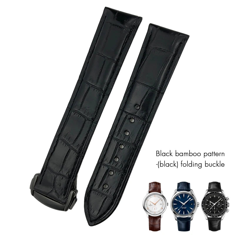 Bracelet de montre en cuir de crocodile véritable, 18mm, 19mm, 20mm, 21mm, 22mm, pour Omega De Ville Seam84SPEEDBiens TER