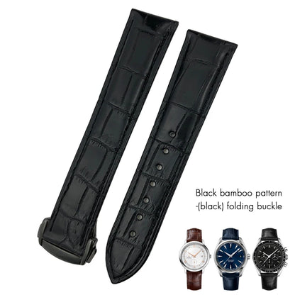 Bracelet de montre en cuir de crocodile véritable, 18mm, 19mm, 20mm, 21mm, 22mm, pour Omega De Ville Seam84SPEEDBiens TER