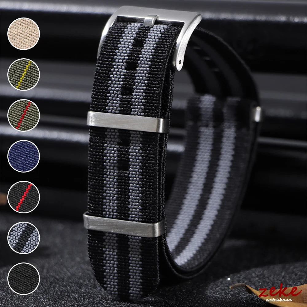 18/20/22mm Elastic Woven Nylon Watch Strap, Universal Breathable Comfortable Band for Omega Seiko IWC