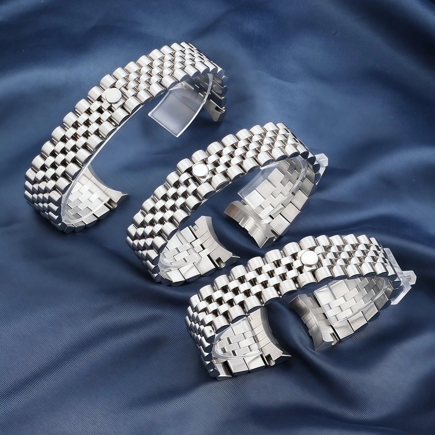Bracelet de montre en acier inoxydable 904l, 20mm, argent massif, brossé, poli, extrémité incurvée, pour montres 40 41mm