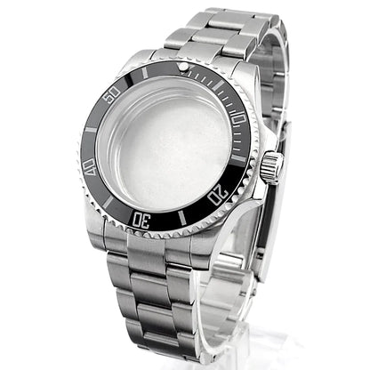 Cassa per orologio secondario in argento di alta qualità, 40,5 mm, adatta per NH-35/36, vetro zaffiro, cassa in metallo, parti e accessori resistenti all'acqua fino a 50 bar