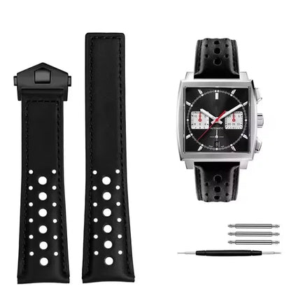Bracelet montre 22mm Rallye en cuir véritable - Boucle Déployante Universel
