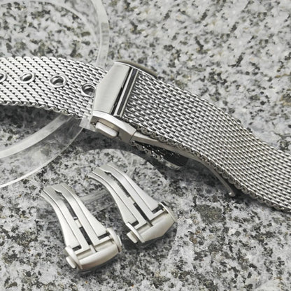 Cinturino Web da 20 mm adatto alla cassa Omega Seamaster NH35, in acciaio inossidabile 904L, fibbia ad ardiglione, argento